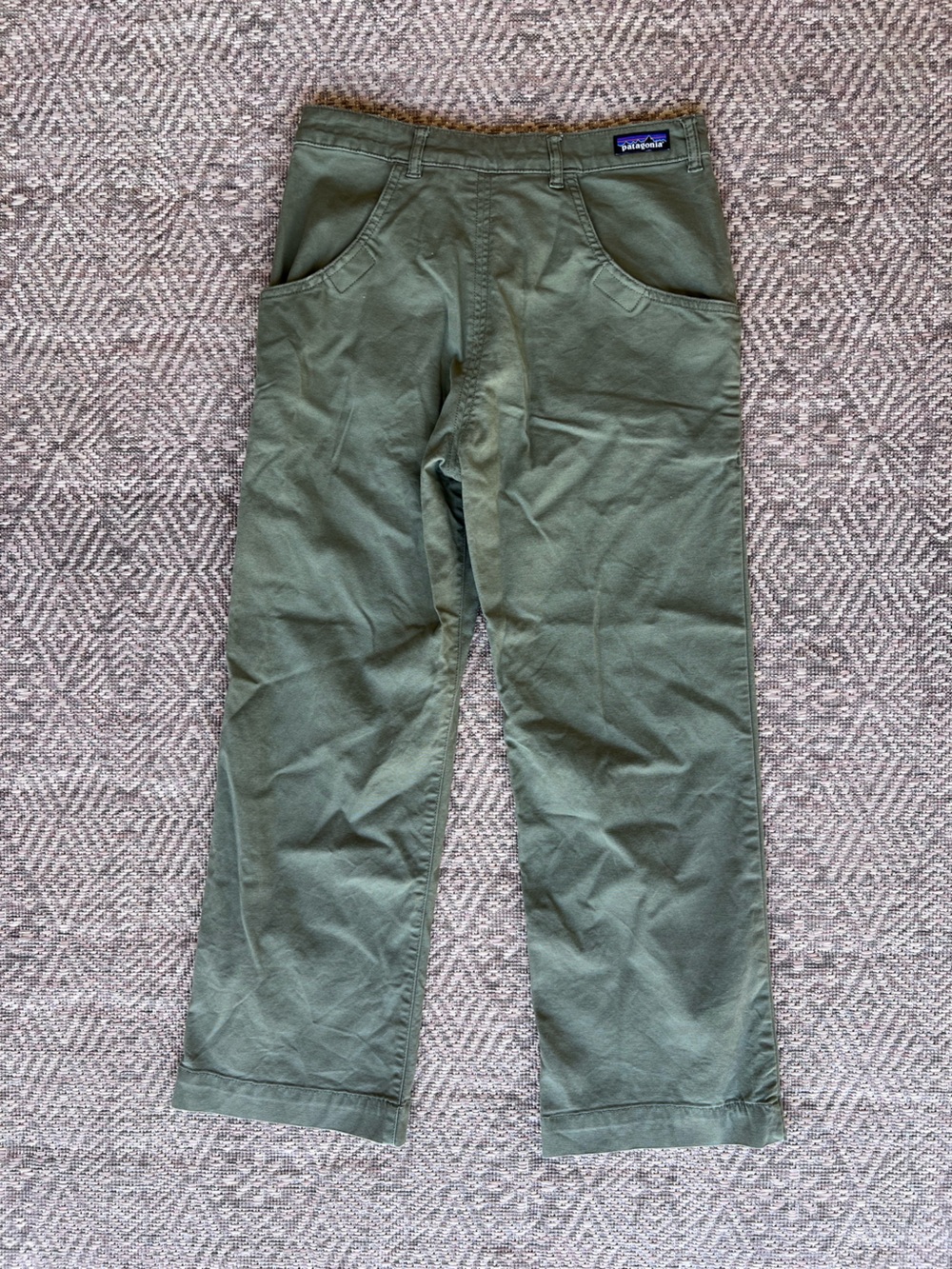 Patagonia Organic Cotton Utility Pants Olive Green Womens 4 Wide‎ Leg - Picture 6 of 7